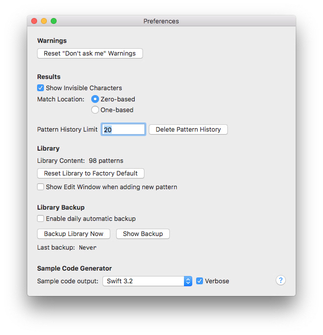 Image Preferences Window