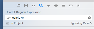 A regular expression search field